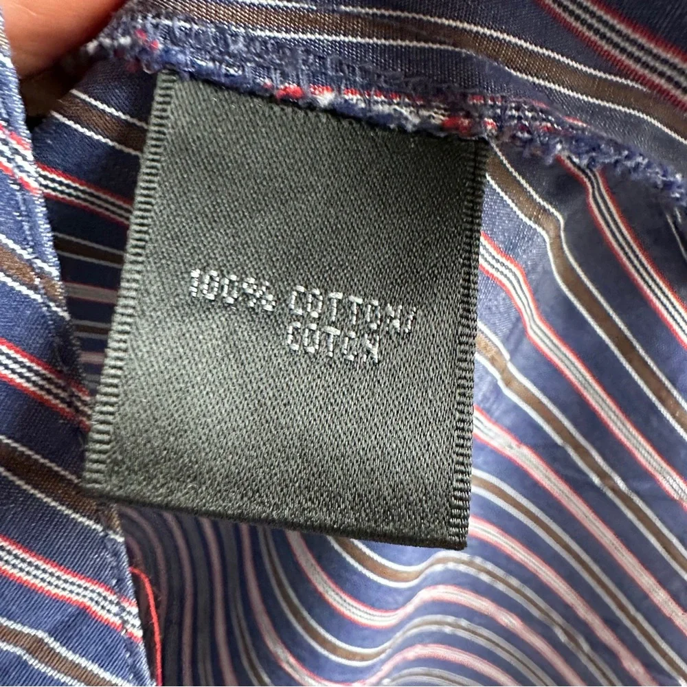 Lafayette 148‎ Women’s Button Down Shirt Blue and Red Pinstripes Open Top Sz 10 - Picture 15 of 15